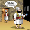 Cartoon: update my profile (small) by toons tagged suicide,bomber,terrorism,terrorist,social,media,mobile,phones,facebook,twitter