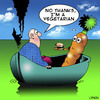Cartoon: Vegetarian (small) by toons tagged vegetarian,carrots,stranded,vegetables,marooned,diet,hamburger,ships