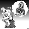 Cartoon: What men think about (small) by toons tagged the,thinker,kiss,rodin,sculptures,art