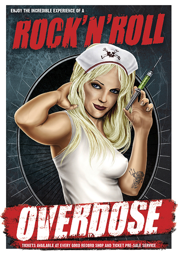 Cartoon: Overdose (medium) by toonsucker tagged rock,music,girl,drugs,scene,blonde,sexy,nurse,medicine,addiction