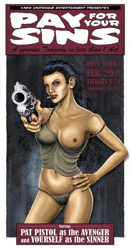 Cartoon: Pay for your Sins... (medium) by toonsucker tagged avenger,revenge,kill,sexy,death,life,pay,sin,girl,gun