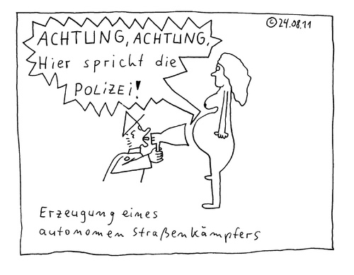 Cartoon: Autonomer Straßenkämpfer (medium) by Müller tagged straßenkämpfer,autonome,polizei