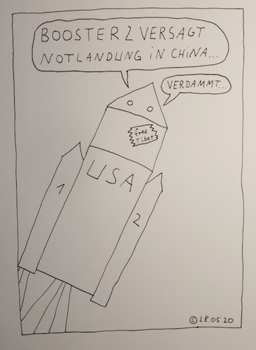 Cartoon: Booster 2 (medium) by Müller tagged rakete,rocket,booster,usa,china,tibet