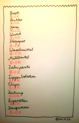 Cartoon: Einkaufsliste (medium) by Müller tagged einkauf,liste,bier