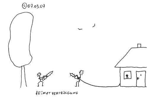 Cartoon: Heimatverteidigung (medium) by Müller tagged kettensäge,motorsäge