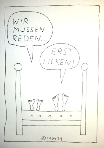 Cartoon: Im Bett Wir müssen reden (medium) by Müller tagged im,bett,reden