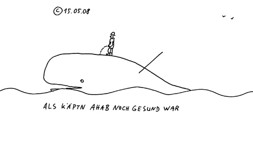 Cartoon: Käptn Ahab (medium) by Müller tagged moby,dick,käptn,ahab,wal,weißerwal,harpune