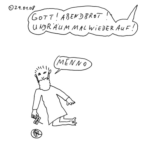 Cartoon: Menno (medium) by Müller tagged menno,abendbrot,aufräumen