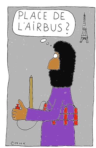 Cartoon: Place de la Airbus ? (medium) by Müller tagged paris,terrorist,airbus