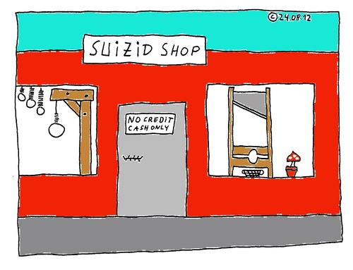 Cartoon: SUIZID SHOP (medium) by Müller tagged cash,suizid,credit,kredit