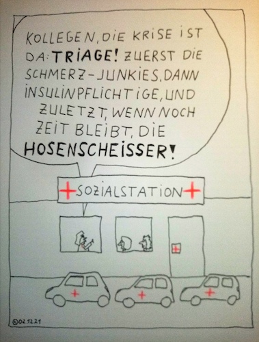 Cartoon: Triage (medium) by Müller tagged triage,sozialstation,drk