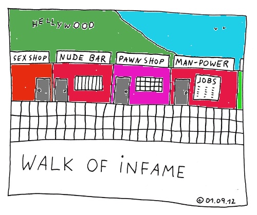 Cartoon: Walk of Infame (medium) by Müller tagged walf,of,infame,fame,hollywood