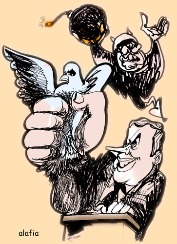 Cartoon: la colombe de paix (medium) by alafia47 tagged alafia,moyen,orient,la,guerre