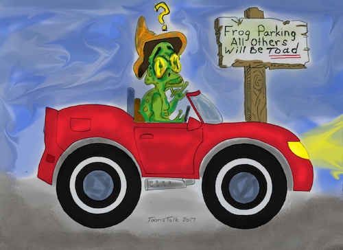 Cartoon: Confused (medium) by Toonstalk tagged frogs,toads,towed,parking,penalty,ticketed,illegal,toad,confused,sign,posting,rules,funny,question,what,who,where,driver,auto,laugh