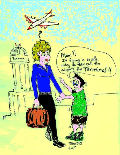 Cartoon: Flight Fright (medium) by Toonstalk tagged airplanes,flight,aviation,airport,fear,terminal,death,accident