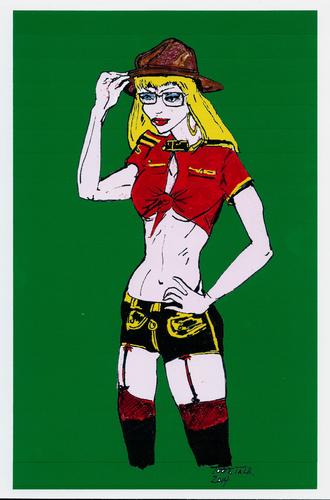 Cartoon: Oh Canada (medium) by Toonstalk tagged canada,mountie,police,burlesque,sexy,costume,royal,canadian