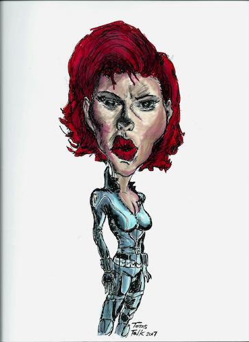 Cartoon: The Black Widow (medium) by Toonstalk tagged black,widow,avengers,marvel,movies,comics,fanart,scarlett,johansson,caricature,super,heroine,shield,spy