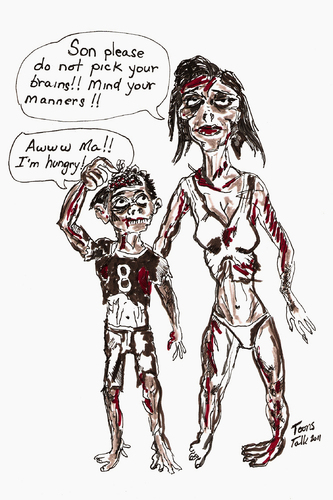Cartoon: ZOMBIE ETIQUETTE (medium) by Toonstalk tagged zombie,monster,halloween,scarey,gore,dark,goosebumps,shivers