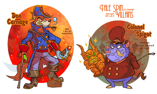 Cartoon: Tale Spin villains (medium) by Garvals tagged don,carnage,spigot,pic,jackal,dog,wolf,boar,tale,spin,baloo,disney