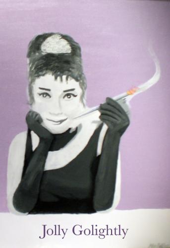 Cartoon: Jolly Golightly (medium) by prinzparadox tagged audrey,hepburn,breakfast,tiffany,jolly,joint,ganja,kaya,marihuana