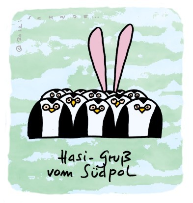 Cartoon: Hasi 32 (medium) by schwoe tagged hasi,hase,südpol,ohren,pinguin,eis,kalt
