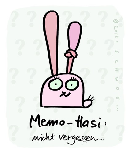 Cartoon: Hasi 96 (medium) by schwoe tagged hasi,hase,vergessen,erinnern,knoten,gedächtnis,alzheimers