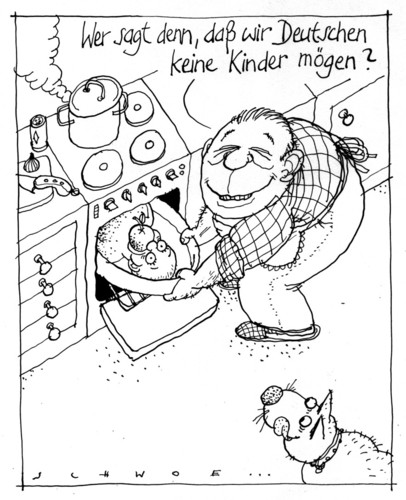 Cartoon: KinderEssen (medium) by schwoe tagged kinder,kochen,festessen,fest,männer,küche,kochrezept