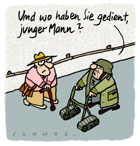 Cartoon: Panzer (medium) by schwoe tagged panzer,rollator,gehhilfe,senior,militär