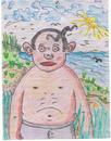 Cartoon: OLD STUFF 1993 - A  Male Sexbomb (small) by RnRicco tagged sketch ricco old stuff holiday thailand sea water sun man sexbomb sex bomb fat dune beach