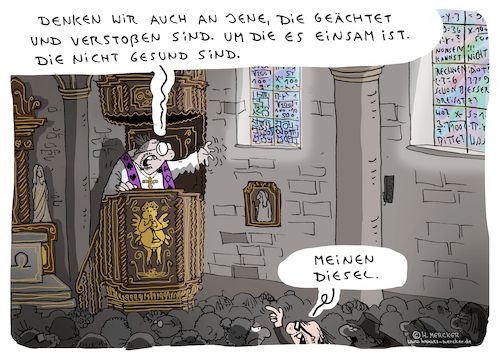 Cartoon: Dieselfahrverbot (medium) by H Mercker tagged dieselfahrverbot,diesel,fahrverbot,dieselskandal,vw,kirche,priester,pfarrer,predigt,glaube,zwischenruf,frage,mann,motor,kraftstoff,autos,aktuell,medien,cartoon,mercker,dieselfahrverbot,diesel,fahrverbot,dieselskandal,vw,kirche,priester,pfarrer,predigt,glaube,zwischenruf,frage,mann,motor,kraftstoff,autos,aktuell,medien,cartoon,mercker