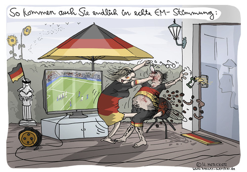 Cartoon: EM 2016 (medium) by H Mercker tagged em,fußball,europameisterschaft,cartoon,hooligans,medien,aktuell,ausschreitungen,streit,frankreich,gewalt,em,fußball,europameisterschaft,cartoon,hooligans,medien,aktuell,ausschreitungen,streit,frankreich,gewalt