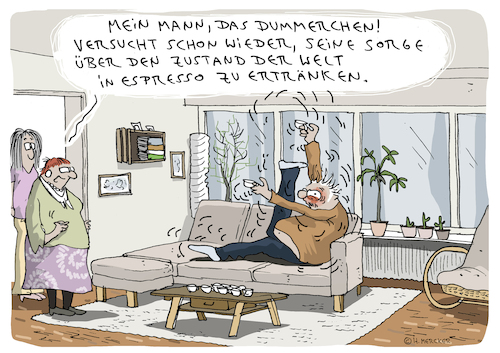 Cartoon: Espresso (medium) by H Mercker tagged 2026,cartoon,weltlage,espresso,konflikte,welt,demokratie,angst,ängste,stress,beruhigung,iran,usa,spritpreis,grönland,ukraine,2026,cartoon,weltlage,espresso,konflikte,welt,demokratie,angst,ängste,stress,beruhigung,iran,usa,spritpreis,grönland,ukraine