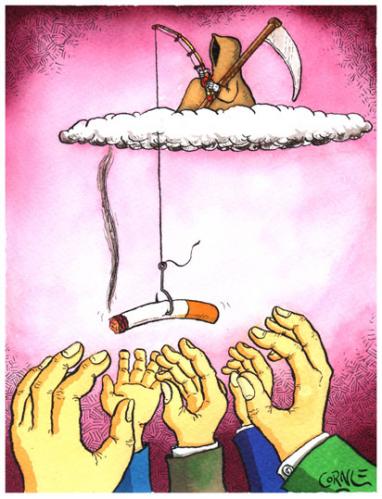 Cartoon: fishing with cigarettes (medium) by corne tagged death,fishing,cigarettes,smoke,died,