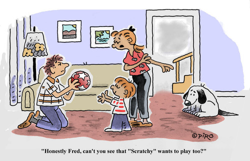 Cartoon: Poor Scratchy (medium) by piro tagged dogs,family,ball,playing,children