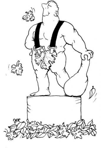 Cartoon: fall (medium) by bekesijoe tagged cartoon,,herbst,jahreszeit,saison,blatt,laub,fall,tod,altweibersommer,sex,geschlecht,männlichkeit,erotik,fruchtbarkeit,stärke,statue,angeberei,macho,keule