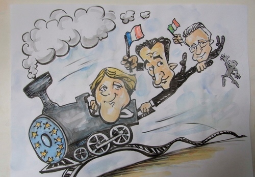 Cartoon: europe train (medium) by necmi oguzer tagged economy,germany,euro,wirtschaft