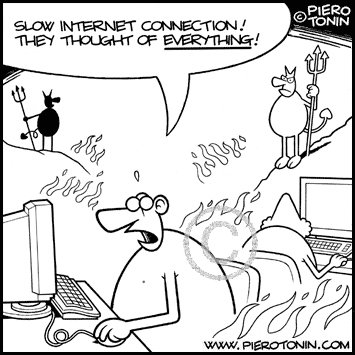 Cartoon: Dial up (medium) by Piero Tonin tagged afterlife,connection,computers,computer,hell,internet,tonin,piero