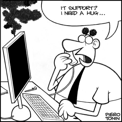 Cartoon: IT support... (medium) by Piero Tonin tagged technology,disks,disk,hard,crash,support,it,computers,computer,tonin,piero