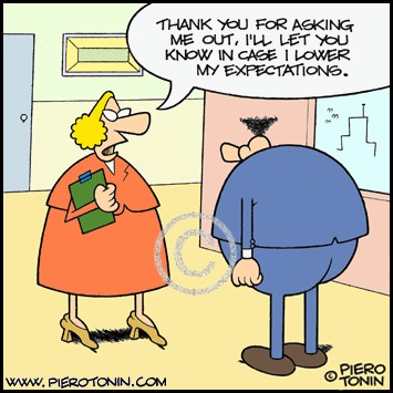 Cartoon: Lowered Expectations (medium) by Piero Tonin tagged piero,tonin,love,dating,date,dates,relationship,relationships,women