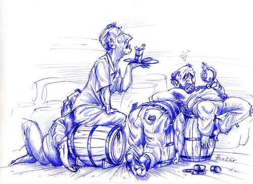 Cartoon: Big shift (medium) by romwer tagged drunk,vine,boozed