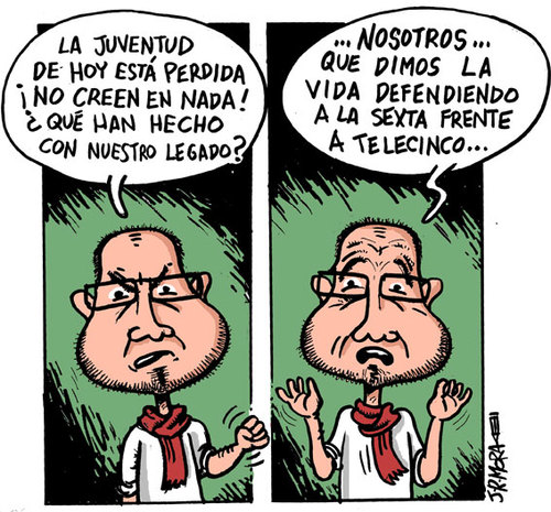 Cartoon: Generacion pedida (medium) by jrmora tagged t5,sexta,tv,television,denuncias,borregos