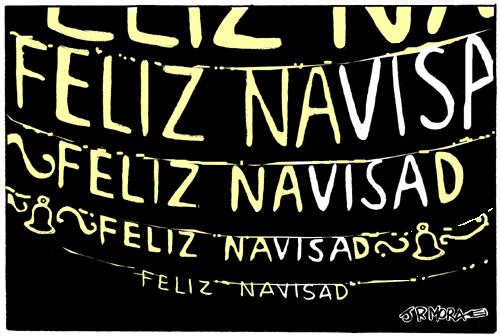 Cartoon: NaVISAd - Navidad y consumismo (medium) by jrmora tagged navidad,consumo,consumismo,tiendas,alumbrado,gastos,fiestas