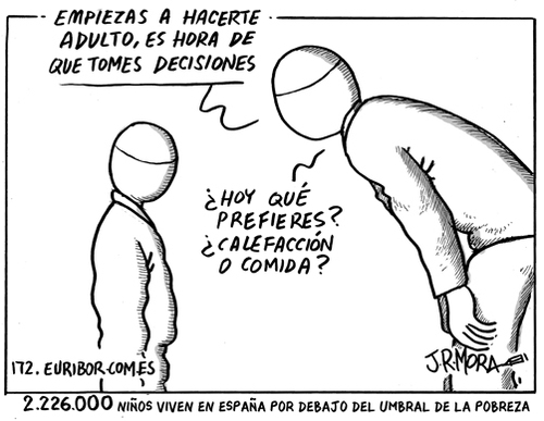 Cartoon: Pobreza (medium) by jrmora tagged pobreza,infancia,dinero,economia