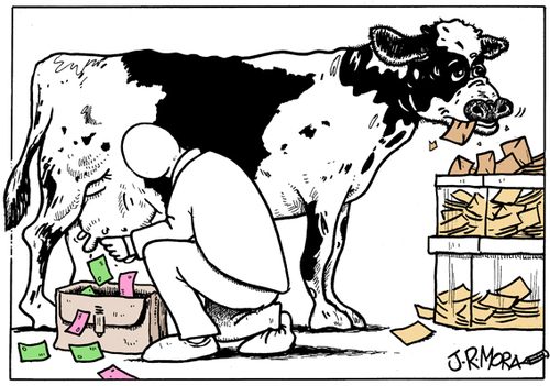 Cartoon: Privilegios politicos (medium) by jrmora tagged financiacion,partidos,politica,spain
