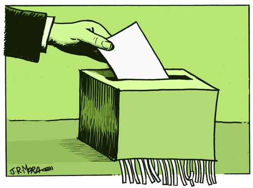 Cartoon: Voto (medium) by jrmora tagged documentos,politica,corurpcion,democracia