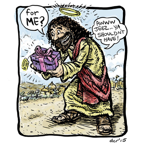 Cartoon: Happy Birthday JC! (medium) by monsterzero tagged jesus,christmas,xmas,gift,holiday,birthday