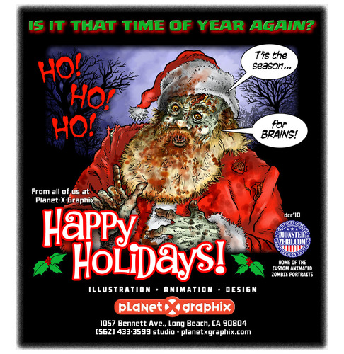 Cartoon: Merry Xmas from Zombie Santa (medium) by monsterzero tagged xmas,santa,zombie,christmas