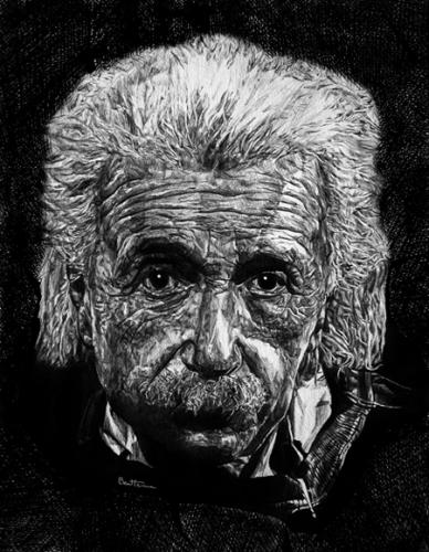 Cartoon: Albert Einstein (medium) by BenHeine tagged alberteinstein,relativity,mathematics,sciences,physics,germany,atomic,bomb,intelligence,clever,benheine,caricature,moustache,ride,riddle,white,hair,