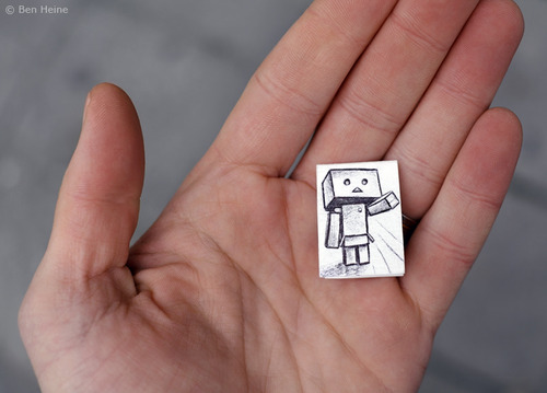 Cartoon: Be My Friend - 1 (medium) by BenHeine tagged art,be,my,friend,ben,heine,cute,danbo,danboard,japanese,manga,kaiyodo,miura,hayasaka,pencil,vs,camera,revoltech,robot,samsung,something,in,common,the,artistery,yotsuba,nature,autumn,fall,selective,color,red,opposition,friendship,curiosity,question