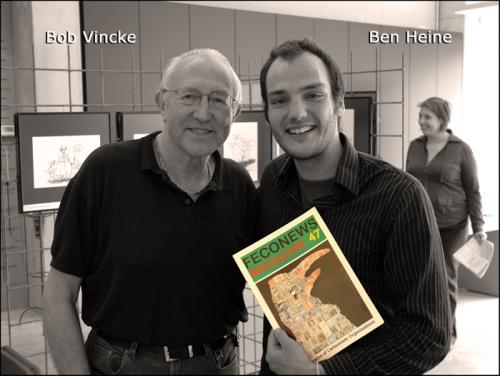Cartoon: Bob Vincke and Ben Heine (medium) by BenHeine tagged photostory,photojournalism,bob,vincke,ben,heine,jan,op,de,beeck,workshop,european,cartoon,center,kruishoutem,ecc,caricature,flandre,art,master,belgium,kever,cartoonist,union,association